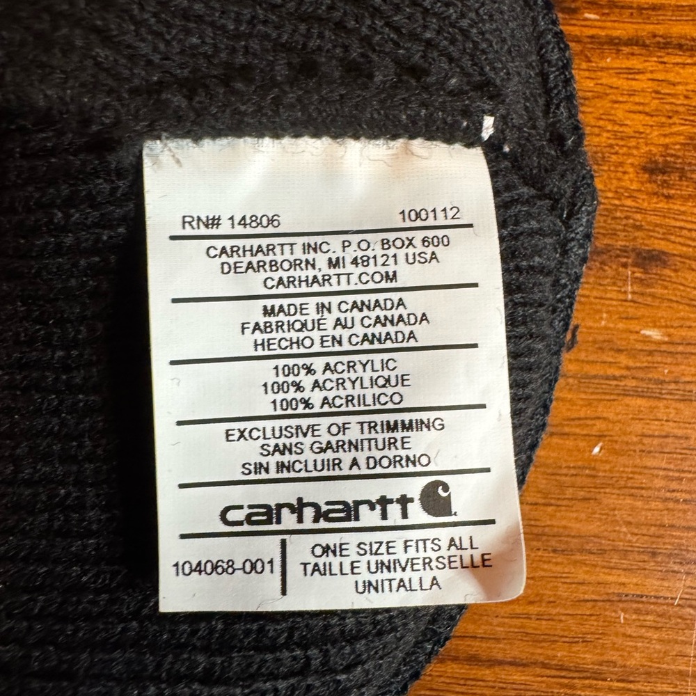 Carhartt Black Knit Insulated Logo Graphic Cuffed Beanie Hat - Picture 6 of 6